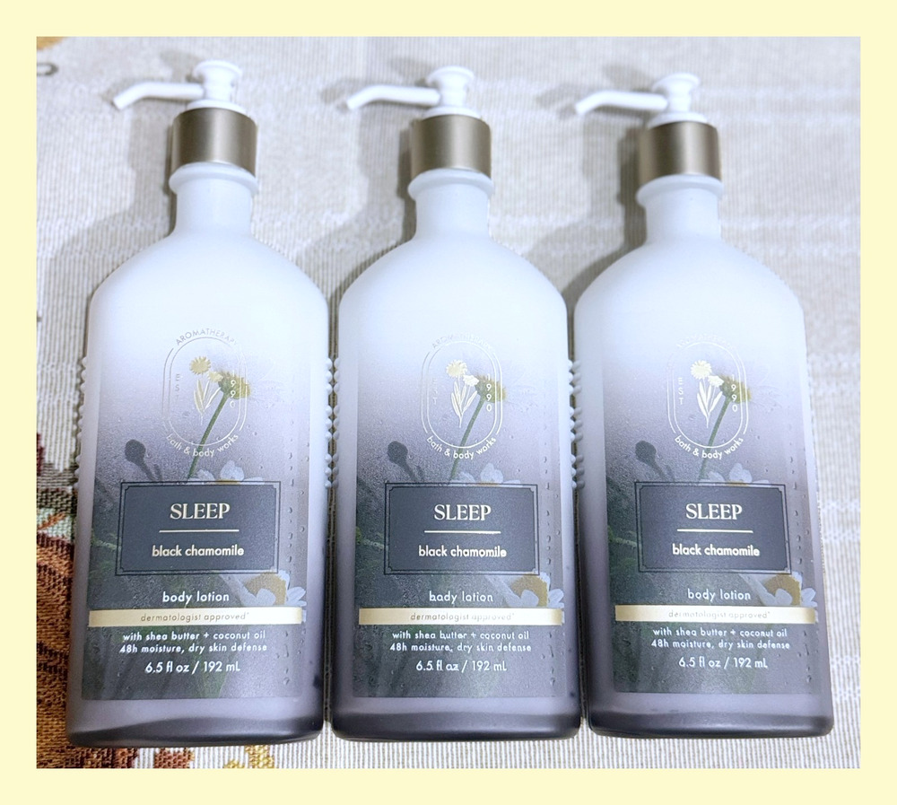 Bath & Body Works 6.5 oz Aroma Sleep Black Chamomile Moisturizing Body Lotion x3